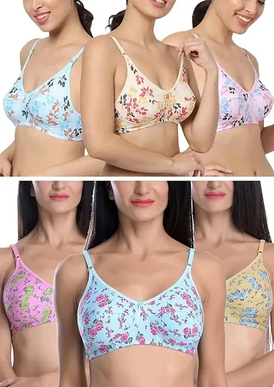 FIMS - Fashion is my style Cotton Bra Non-Padded Non-Wired Bra for Women Combo Pack Girls Everyday Bra, Multicolor Cup B, Pack of 6