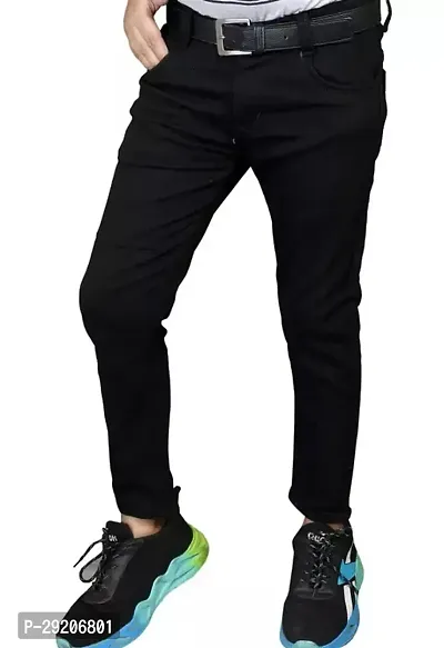 Trendy Black Solid Denim Jeans For Boys-thumb0