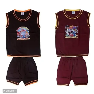 Fabulous Cotton Blend Printed Clothing Set For Boys Pair Of 2-thumb0