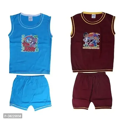 Fabulous Cotton Blend Printed Clothing Set For Boys Pair Of 2-thumb0