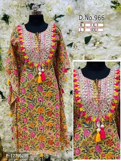 Beautiful Rayon Printed With embroidery tussels and gota work Kaftan For Women-thumb0