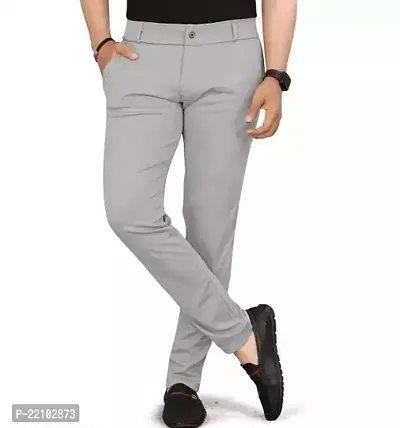 Stylish Grey Lycra Solid Trouser For Men-thumb0