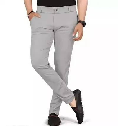 Stylish Fancy Lycra Blend Cotton Solid Trouser For Men Pack Of 2