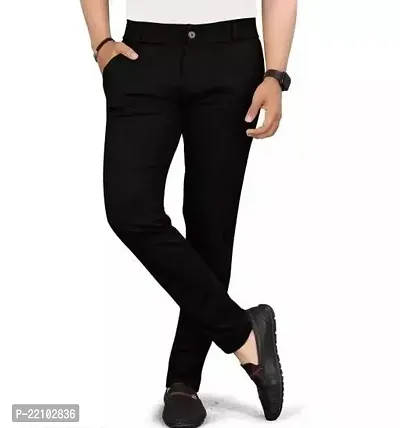 Stylish Black Lycra Solid Trouser For Men-thumb0