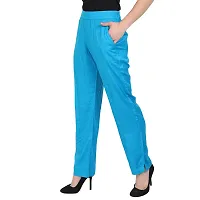 Attractive Turquoise Rayon Solid Palazzo For Women-thumb2