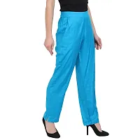 Attractive Turquoise Rayon Solid Palazzo For Women-thumb3