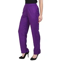 Attractive Purple Rayon Solid Palazzo For Women-thumb2