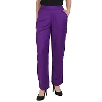 Attractive Purple Rayon Solid Palazzo For Women-thumb1