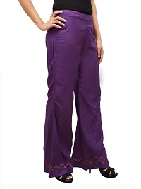 Attractive Purple Rayon Solid Palazzo For Women-thumb2