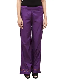 Attractive Purple Rayon Solid Palazzo For Women-thumb1