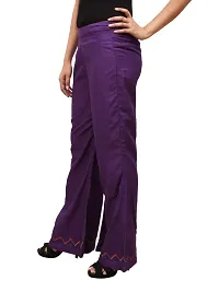 Attractive Purple Rayon Solid Palazzo For Women-thumb3