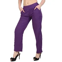 Attractive Purple Rayon Solid Palazzo For Women-thumb1