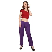 Attractive Purple Rayon Solid Palazzo For Women-thumb3