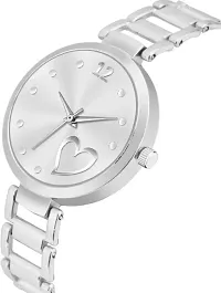 Unique Design Heart Love Silver Blue Dial and Metal Mesh Silver strap Analog watch for girls and women-thumb1