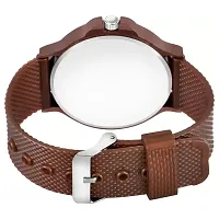 New Single Round Brown Dial 3KAN Case Brown PU Strap Analog Watch For Men-thumb2