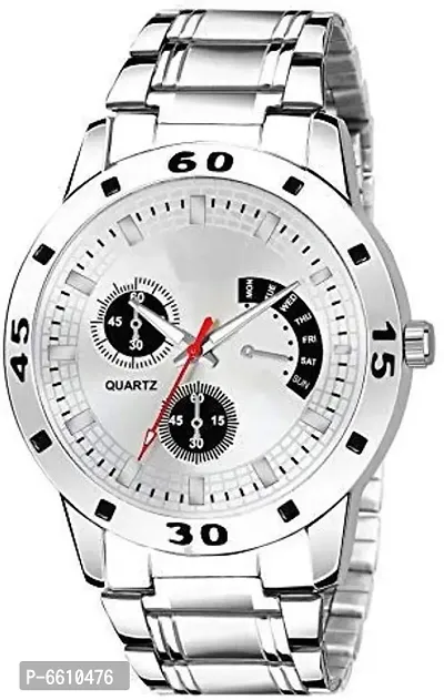 Stainless Steel White Dial Analog Mens Watch