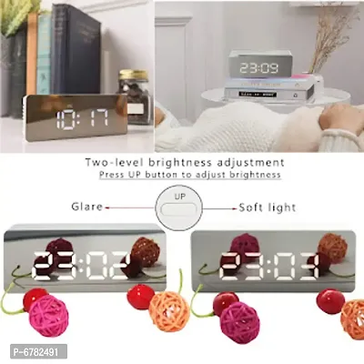 Digital Alarm Clock, LED Display Clock Best Makeup Bedroom Mirror Travel Alarm Office Bedroom Clock, Alarm Clock with Snooze, Dimmer Control, Support Battery Powered-thumb3