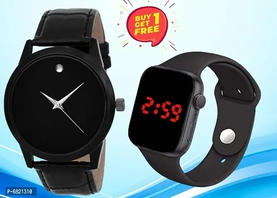 New Creative Design Analog Watch For Men  Get Free Gift For Kids LED Watch (BUY ONE GET ONE FREE)