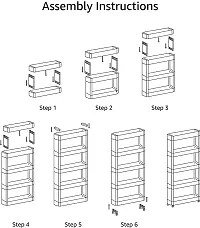 5 Tier Slim Multipurpose Storage Rack - Space Saving Storage Organizer Shelf with Wheels - 132x54x12cm (White)-thumb3