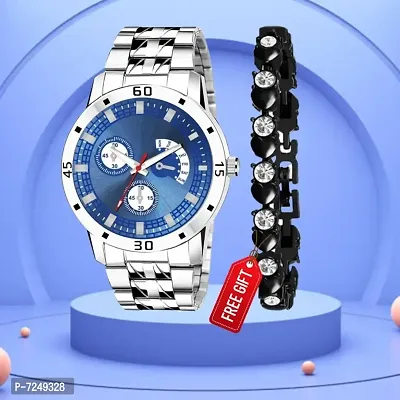 Special Super Quality Analog Watches Look Like Handsome For Boys And Mens With Diamond Black Bracelet Free Gift For You-thumb0