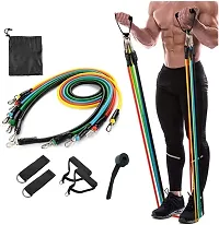 Resistance Bands Set for Exercise, Stretching and Workout Toning Tube Kit with Foam Handles, Door Anchor, Ankle Strap and Carrying Bag for Men, Women Black color-thumb3