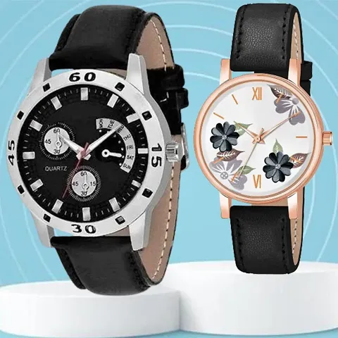 Special Quality Dial Strap Analog Men Watch With Flowered Dial Leather Strap Analog Watch for women I Gorls