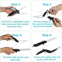 4 in 1 Stainless Steel Multi Functional Kitchen Vegetable Clever Cutter for Home and Kitchen with Lock System with Spring Action, Clever Cutter, Stainless Steel Blade, Knife, Kitchen Scissors-thumb3