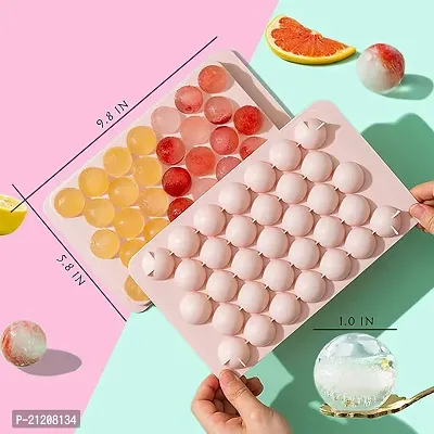 Pack Of 2 Round Ice Cube Tray 33 Grid Mini Circle Making Sphere Ball Mold for Freezer Chilling Cocktail Whiskey Reusable Flexible Trays (Multicolor)-thumb2