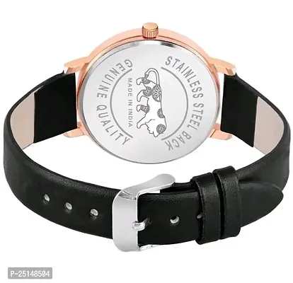 Neew Design Classic Look Black Dial Black Leather Belt Analog Watch For Girls / Women-thumb2