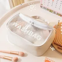 Makeup Storage Bag, Frosted Portable Large Capacity PVC Make Up Wash Bath Household Travel Bag, Flip Cosmetic Bag Storage Organizer Travel Vanity Grooming Pouch PU Toiletry Bag-thumb3