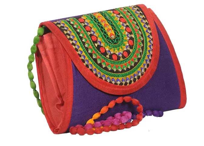 Traditional Handcrafted Embroidered Fabric Sling Bags For Women