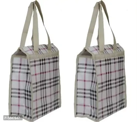 Tiffin Lunch Box Tote Bag for Women and Men Lunch Bag (White, 10 L) Pack of 2-thumb0