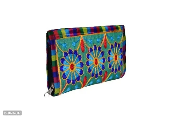 SuneshCreation Green Traditional handcrafted jaipuri gujrati Clutch or Purse for Women's  Girls-thumb0