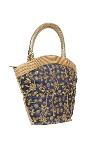 Sunesh Creation Beautiful Embroidered Handbag For Women  Girls (Blue)-thumb1