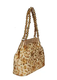 SuneshCreation Beautiful Silk Golden Handbag For Women  Girls-thumb1