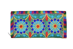 SuneshCreation Green Traditional handcrafted jaipuri gujrati Clutch or Purse for Women's  Girls-thumb1