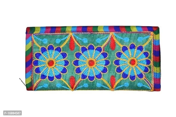 SuneshCreation Green Traditional handcrafted jaipuri gujrati Clutch or Purse for Women's  Girls-thumb2