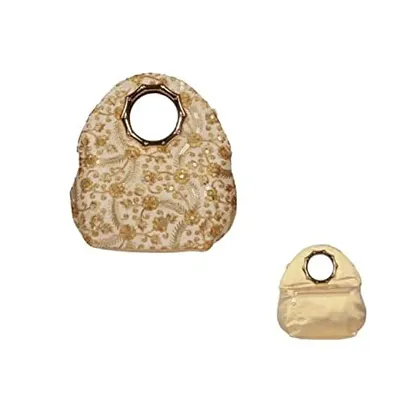 SuneshCreation Beautiful Silk Golden Handbag For Women  Girls