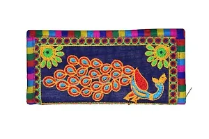 SuneshCreation Blue Traditional handcrafted jaipuri gujrati Clutch or Purse for Women's  Girls-thumb1
