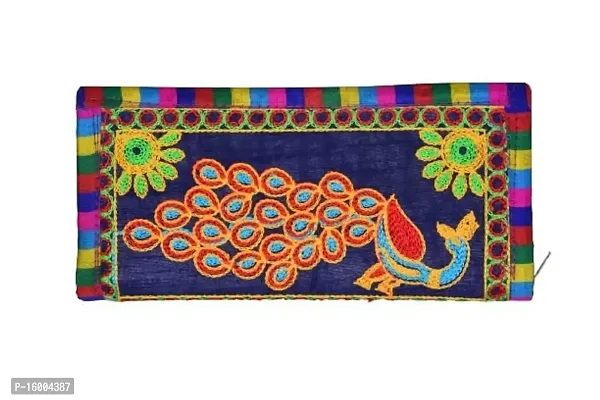 SuneshCreation Blue Traditional handcrafted jaipuri gujrati Clutch or Purse for Women's  Girls-thumb2