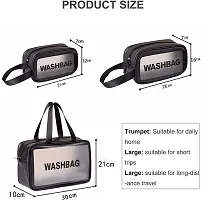 Washbag Set of 3 pcs PVC Waterproof Zippered Cosmetic Toiletry Makeup Vanity Shaving Household Grooming Travel Storage Organizer Bags Portable Carry Pouch kit Pack for Men Women Girls Travel-thumb2