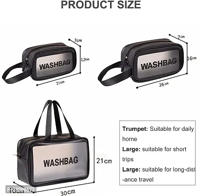 Washbag Set of 3 pcs PVC Waterproof Zippered Cosmetic Toiletry Makeup Vanity Shaving Household Grooming Travel Storage Organizer Bags Portable Carry Pouch kit Pack for Men Women Girls Travel-thumb3