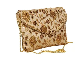 SuneshCreation Women's Golden Handbag | Bridal Clutch-thumb1