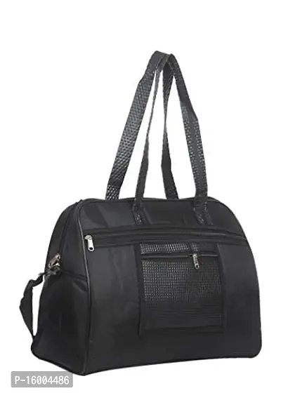 Sunesh Creation Nylon Fabric Travel Bag/Duffle Bag with Zip Closure (Black,41x18x32cm)