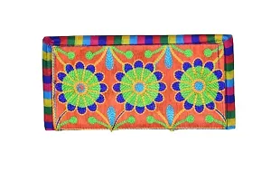 Sunesh Creation Multicolor Traditional handcrafted jaipuri gujrati Clutch or Purse for Women's  Girls-thumb1