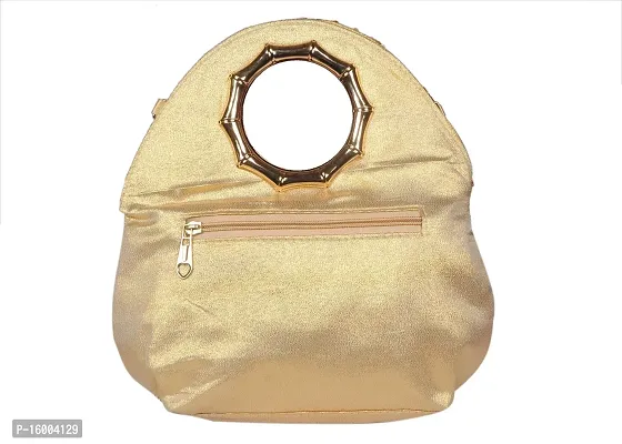 SuneshCreation Beautiful Silk Golden Handbag For Women  Girls-thumb5