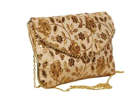 Sunesh Creation Women's Golden Handbag | Bridal Clutch-thumb1