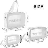 Washbag Set of 3 pcs PVC Waterproof Zippered Cosmetic Toiletry Makeup Vanity Shaving Household Grooming Travel Storage Organizer Bags Portable Carry Pouch kit Pack for Men Women Girls Travel-thumb4