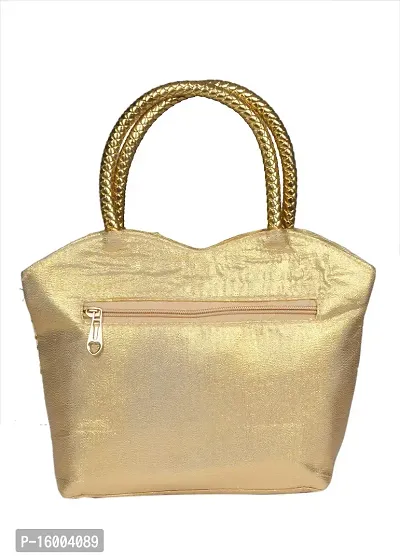 Sunesh Creation Beautiful Silk Golden Handbag For Women  Girls-thumb4