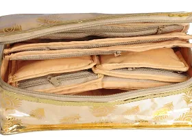 Sunesh Creation Brocade Fabric Jewellery Organizer Pouch with 10 Pouch-thumb2